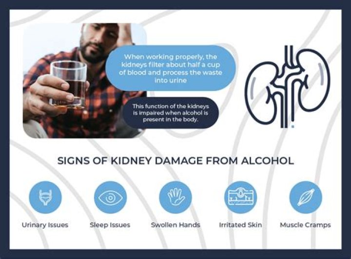 What are the first signs of kidney damage from alcohol?
